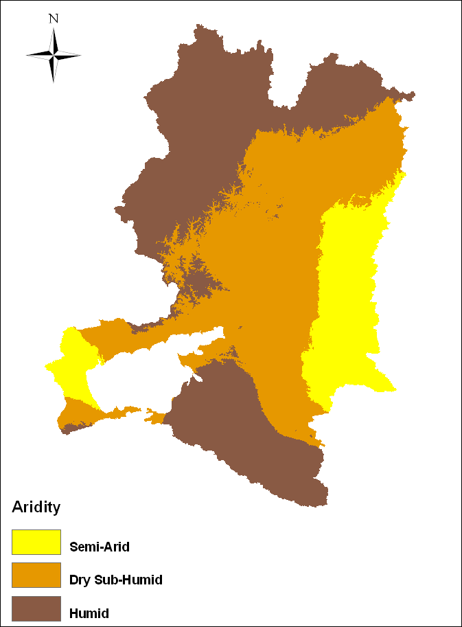 Figure 2a. Climate classes according to global aridity values (Based on Trabucco and Zomer 2009)