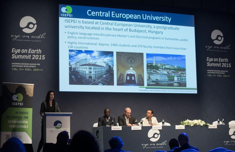 Emily Nilson Representing ISEPEI at Environmental Education Session, Eye on Earth Summit (Photo Credit: EoE)